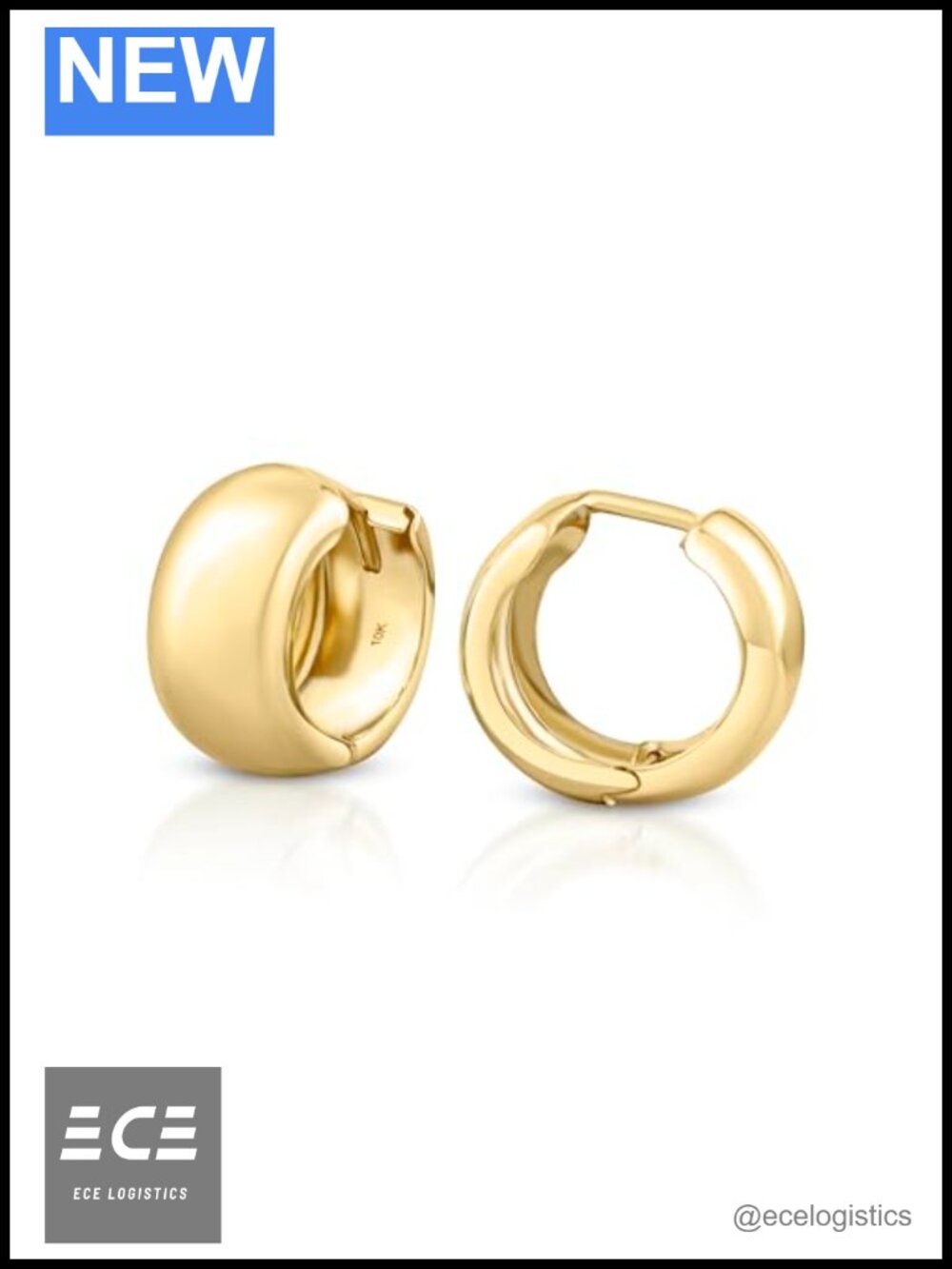 10K Solid Gold Chunky Huggie Hoop Earrings Plain Thick Everyday Gift